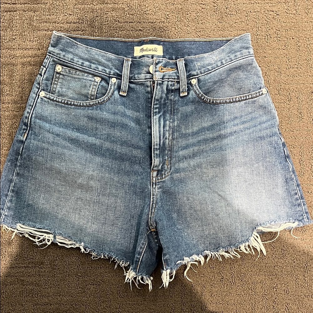 Madewell Frayed Hem Blue Jean Shorts